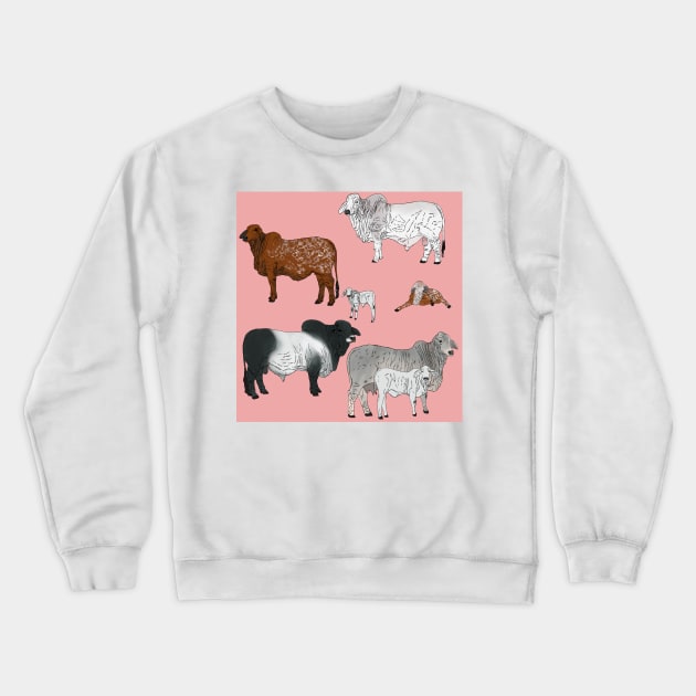 Brahman Cattle Pink Crewneck Sweatshirt by TrapperWeasel
